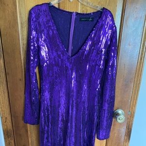Long sleeve purple sequin dress